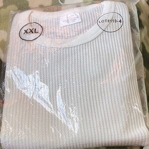 White Ribbed Knit Sweater XXL